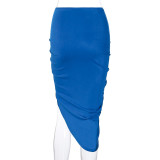 Sexy Irregular Ruched Midi Skirt