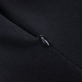 Contrast O-Neck Slit Keyhole Midi Dress with Short Sleeves
