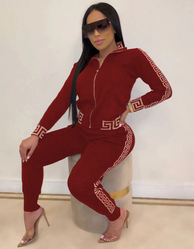 Long Sleeve Print Two Piece Zipped Tracksuit