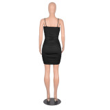 Party Sexy Lace Up Ruched Bodycon Dress