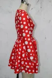 Party Long Sleeve Polka V-Neck Skater Dress