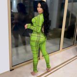 Sexy Long Sleeve Print Party Bodycon Jumpsuit