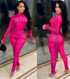 Sexy Long Sleeve Print Party Bodycon Jumpsuit
