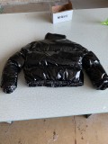 Winter Black Padded Zip Up Short Leather Jacket