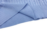 Summer Blue Knit Halter Mini Dress