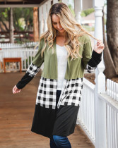 Spring Plaid Print Long Cardigans with Full Sleeves