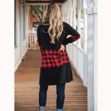 Spring Plaid Print Long Cardigans with Full Sleeves