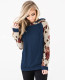 Casual Long Sleeve Hoody Shirt with Floral Sleeves