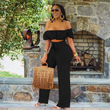 Black Cut Out Short Sleeves Sexy Strapless Jumpsuit