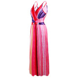 Summer Elegant Print Strap Wrapped Long Dress