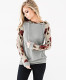 Casual Long Sleeve Hoody Shirt with Floral Sleeves