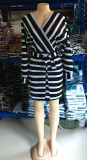 Party Long Sleeve Stripes Wrapped Bodycon Dress
