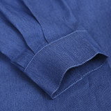 Casual Blue Long Sleeve Denim Blouse Dress