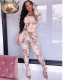 Party Sexy Full Print Bodycon Shirt and Pants Matching Set