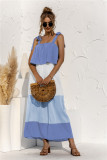 Summer Casual Contrast Strap Knotted Long Maxi Dress
