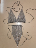 Two Piece Beaded Sexy Thong Bikini Set