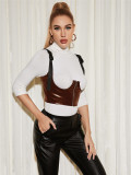 Sexy Underbust Brown Leather Bustier Corset