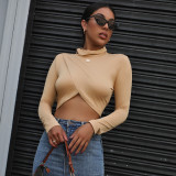 Party Sexy Long Sleeve Wrapped Crop Top