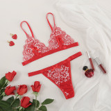 Sexy Red Lace Tied Bra and Panty Lingerie Set