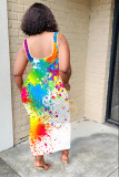 Sexy Paints Print Irregular Long Tank Dress