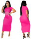 Pink Mesh Patch Short Sleeve Midi Dress