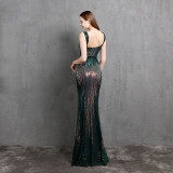 Formal Sequins Slit Sleeveless Mermaid Evening Dress