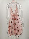 Formal Pink Strawberry Short Cocktail Dress