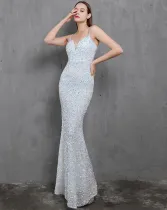 Formal Sequins Strap Mermaid Evening Dress