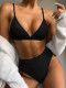 Solid Color Two Piece High Waist Strap Swimwear