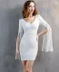 Formal V-Neck Sequins Mini Dress with Slit Sleeves