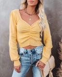 Casual Long Sleeve Knit Crop Top