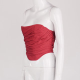 Party Sexy Red Vintage Strapless Crop Top