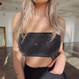 Party Sexy Black Beaded Bandeau Top