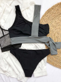 Two Piece Contrast Knotted Swimwear