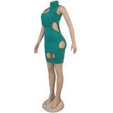 Sexy Cut Out Green Sleeveless Party Dress