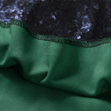 Formal Sequins Green Sleeveless V-Neck Mermaid Evening Dress