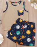 Baby Boy Summer Print Vest and Shorts Set