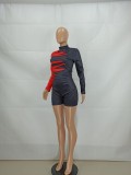 Sexy Contrast Long Sleeve Bodycon Rompers