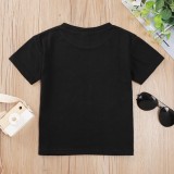 Baby Boy Summer Print Black 0-Neck Shirt