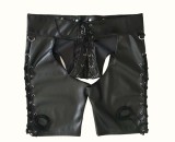 Sexy Black Leather Man Lingerie Shorts