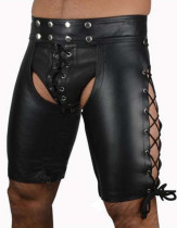 Sexy schwarze Leder Mann Dessous Shorts