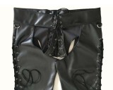 Sexy Black Leather Man Lingerie Shorts