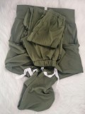 Solid Color Long Sleeve Crop Top and Pants Hoody Tracksuit