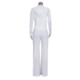 Casual White 3PC Long Sleeve Hoody Tracksuit