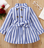 Baby Girl Long Sleeve Stripes Dress with Belt