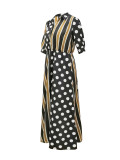 Formal Polka and Stripes Long Boho Dress