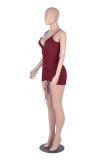 Summer Sexy Ruched Halter Red Bodycon Dress