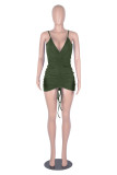 Summer Sexy Ruched Halter Green Bodycon Dress