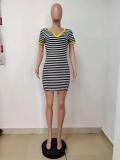 Summer Stripes Print Fit Shirt Dress
