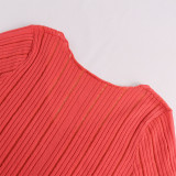 Summer Knitting Long Sleeve Sexy Midi Dress